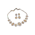 Silver Tone Champagne And Clear Oval Crystal Collar Necklace Earring Set view 5