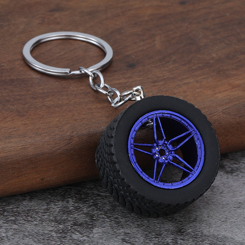 Tire and Wheel Rim Soft Rubber Keychain for Car Enthusiasts