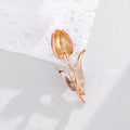 Pink Tulip Crystal Enamel Two Designs Metal Brooch Pin view 4