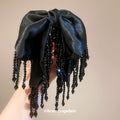 Satin Bow Crystal Bead Tassel Claw Hair Clip 1 Style view 2