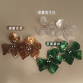 Layered Resin Flower Petal Stud Earrings in Four Colors view 3