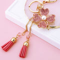 Pearl Four Leaf Clover Keychains in Four Colors with Tassels and Braided Loops view 7