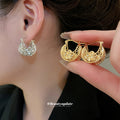 Filigree Flower Hoop Earrings - 2 Styles Polished Decorative Design view 1