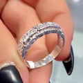 Square Crystal Eternity Style Band Ring in Silver Tone view 3