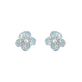 Pale Aqua Translucent Flower White Pearl And Clear Stone Stud Earrings view 5