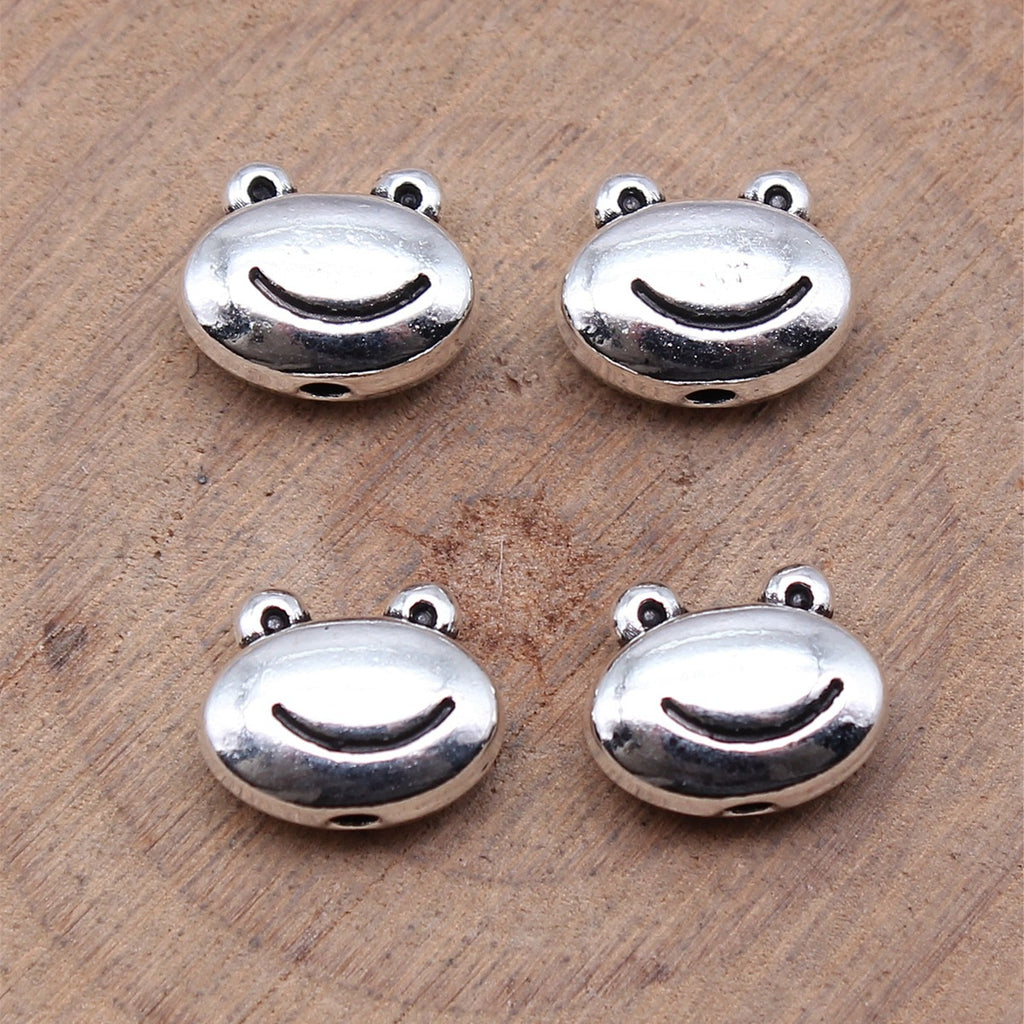 10.3x8.3x4.7mm 1.3g Antique Silver Zinc Alloy Cute Frog Head Spacer Beads for Bracelet Necklace Making