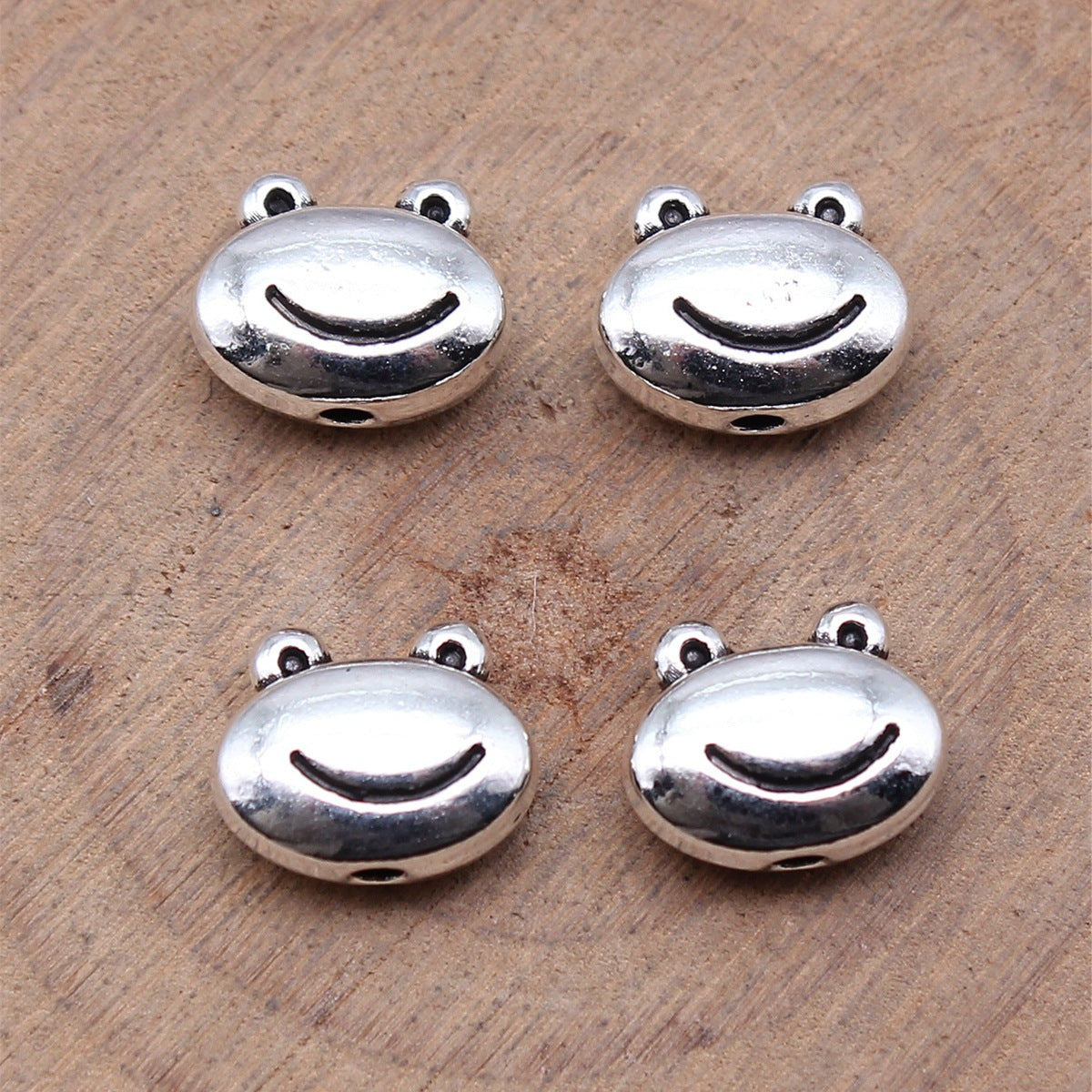 10.3x8.3x4.7mm 1.3g Antique Silver Zinc Alloy Cute Frog Head Spacer Beads for Bracelet Necklace Making