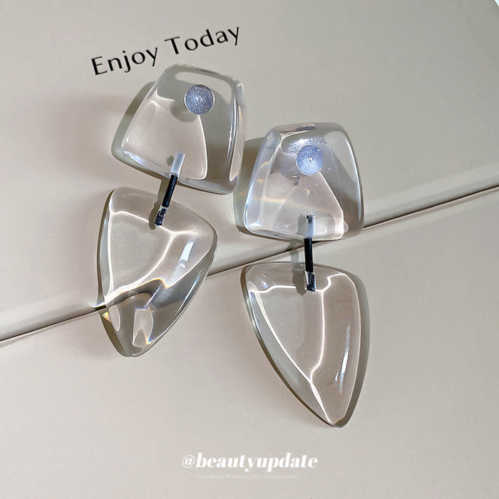Clear Geometric Drop Stud Earrings Fashion Jewelry