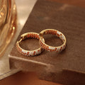 Orange Crystal Wide Hoop Earrings With Gold Tone Edges view 4
