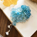 Fabric Flower Duckbill Hair Clips With Pearl Bell Tassels view 7
