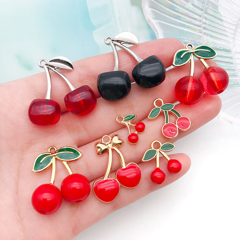 Acrylic Cherry Fruit Charm Pendant for DIY Necklace Bracelet Earrings Jewelry Making