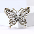 Pearl Butterfly Brooch Filigree Antique Gold Silver Crystal Pin view 4