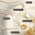Baroque Pearl Oval Shell Flower Zircon Pendant Necklace view 2