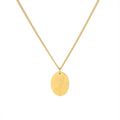 Gold Oval Rose Engraved Pendant Necklace Curb Chain view 5