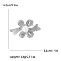Layered Crystal Ribbon Bow Brooch with Faux Pearl Center view 7