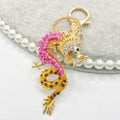 Rhinestone Chinese Dragon Keychain Metal Zodiac Bag Charm view 7