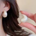 Pearl White Acrylic Earring Set Six Mixed Hoop Styles view 4