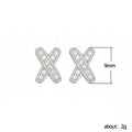 X Shape Clear Pave Stud Earrings Three Metal Tones view 5