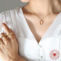 Gold Oval Multicolor Zircon Pendant Necklace Cable Chain view 3