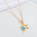 Gold Tone Blue Evil Eye Pendant Necklaces in Ten Symbolic Designs view 8