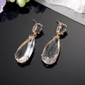 Gold Tone Clear Faceted Crystal Statement Drop Earrings view 3