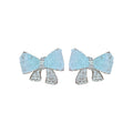 Light Blue Bow Crystal Tassel Stud Earrings Statement Jewelry view 5