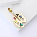 Artist Palette and Brush Brooch With Multicolor Crystals view 3