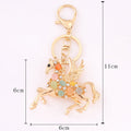 Gold Pegasus Keychain Multicolor Cat Eye Stones Rhinestones view 2