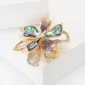 Shell Effect Petal Flower Brooch With Gold Crystal Outlines view 2