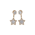 Gold Star Drop Studs Purple Crystal Pearl Ear Clips view 5