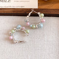 Pastel Beaded Hoop Earrings With Pearl and Floral Details view 6