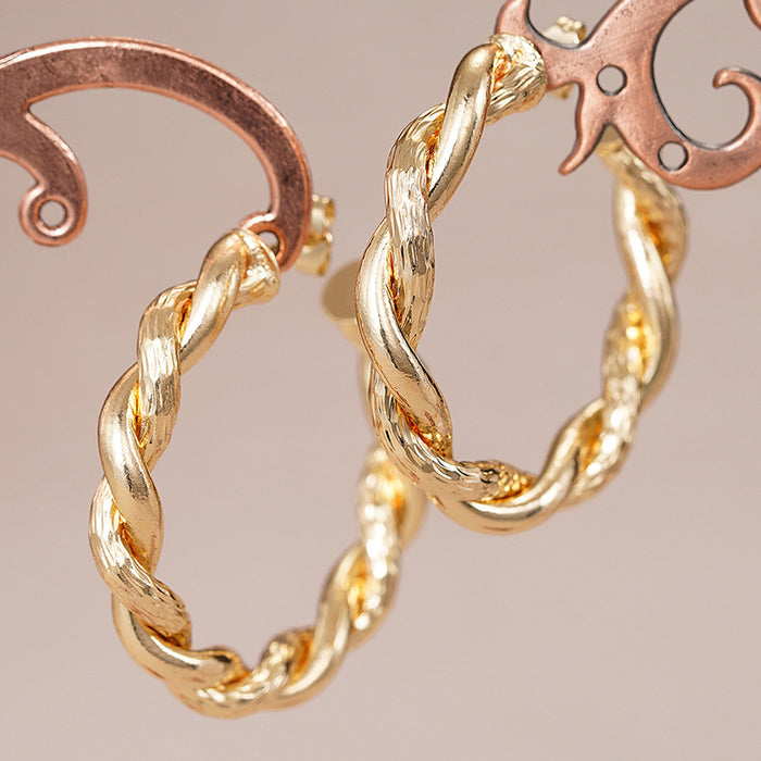 Braided Hoop Earrings in Gold-Tone Metal Jewelry Design