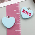 Resin Peach Heart XOXO Letter Charm Pendant for DIY Valentine Earrings Necklace