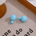 Six Color Glossy Double Ball Front Back Stud Earrings view 9