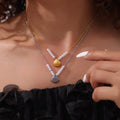 Shell Pendant Necklace With Imitation Pearls Gold Or Steel view 3