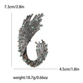 Gunmetal Rhinestone Wave Plume Brooch Purple Green Accents view 7