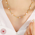 Pearl Green Tube Bead Necklace Gold OT Toggle Clasp view 4