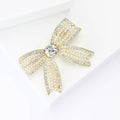 Pearl and Rhinestone Ribbon Bow Brooch with Layered Loops view 3