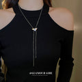 Silver Triangle Slider Necklace Rhinestone Pull Through view 3