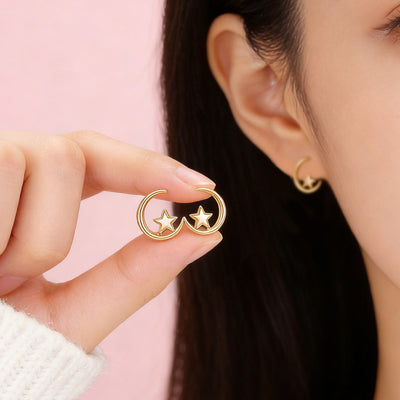 Moon star stud earrings product view