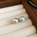 Brushed Irregular Round Stud Earrings in Three Sizes and Two Tones view 6