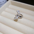 Silver Pearl Crystal Ear Cuff Pair Decorative Jewelry Design view 6