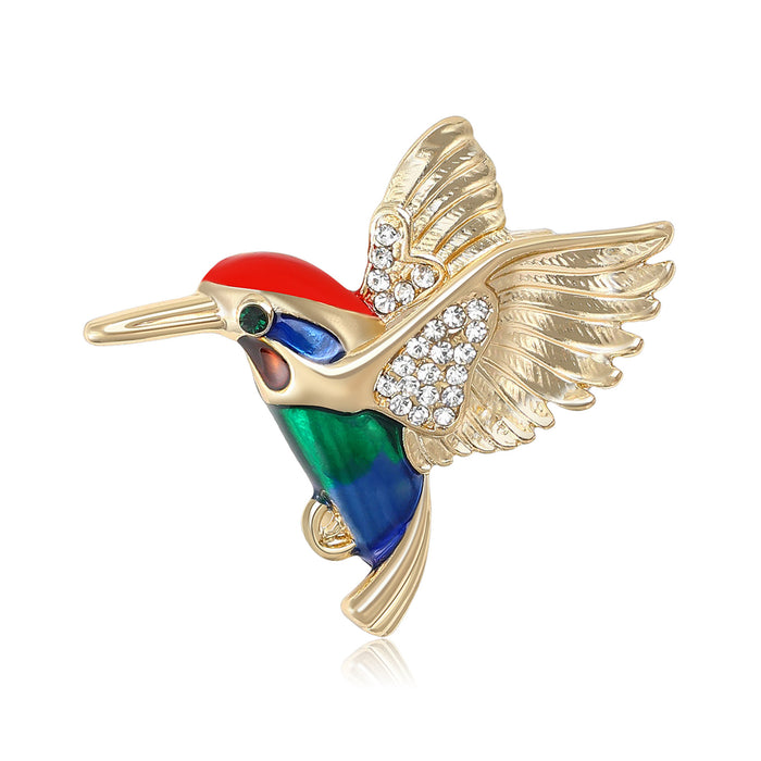 Colorful Enamel Hummingbird Brooch in 1 Style Metal Pin