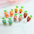Sprout Topped Cartoon Animal Stud Earrings in Five Pair Designs view 1