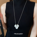 Silver Snake Chain Brushed Petal Triple Pendant Necklace view 4
