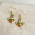 Gold Hook Enamel Squirrel Green Teapot Drop Earrings view 4