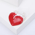 Glossy Red Heart Brooch with Draped Black or White Cat view 4