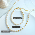 Gold Freshwater Pearl Bead Necklace Bracelet Two Styles view 2