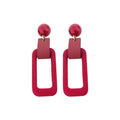 Red Rectangular Flocked Statement Drop Earrings Fashion Jewelry view 5