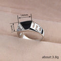 Black Rectangular Signet Ring In Three Polished Metal Tones view 4